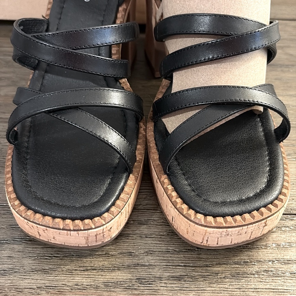 ❌SOLD❌ NIB [Lucky] Taiza Black Strappy Leather Heel Platform Sandals Women’s 8.5 - Picture 10 of 16